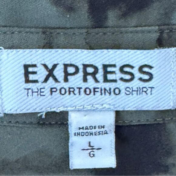 ❌❌NOT FOR SALE Express Green Patterned Semi- Sheer Portofino Blouse Sz L - Picture 6 of 9